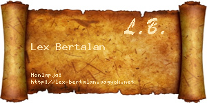 Lex Bertalan névjegykártya